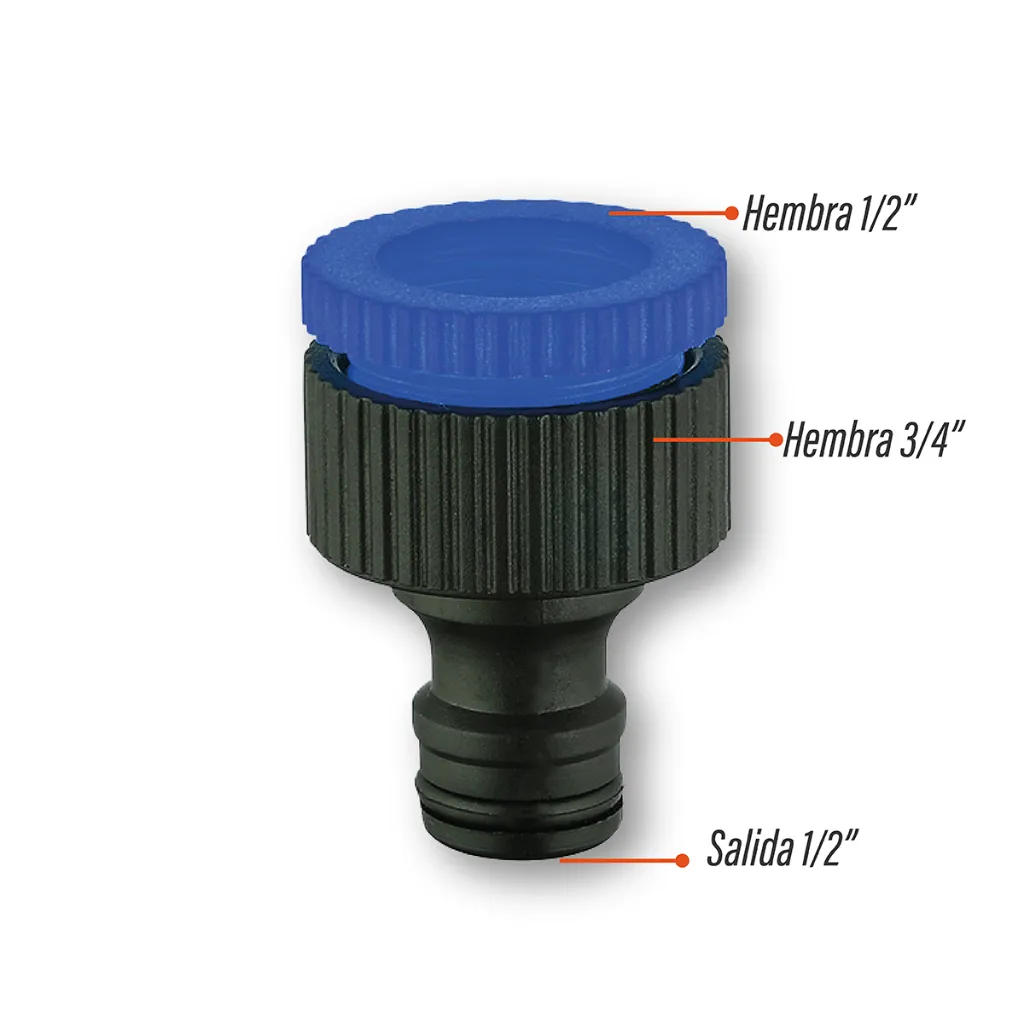 Adaptador hembra para canilla de 1/2″ a 3/4″
