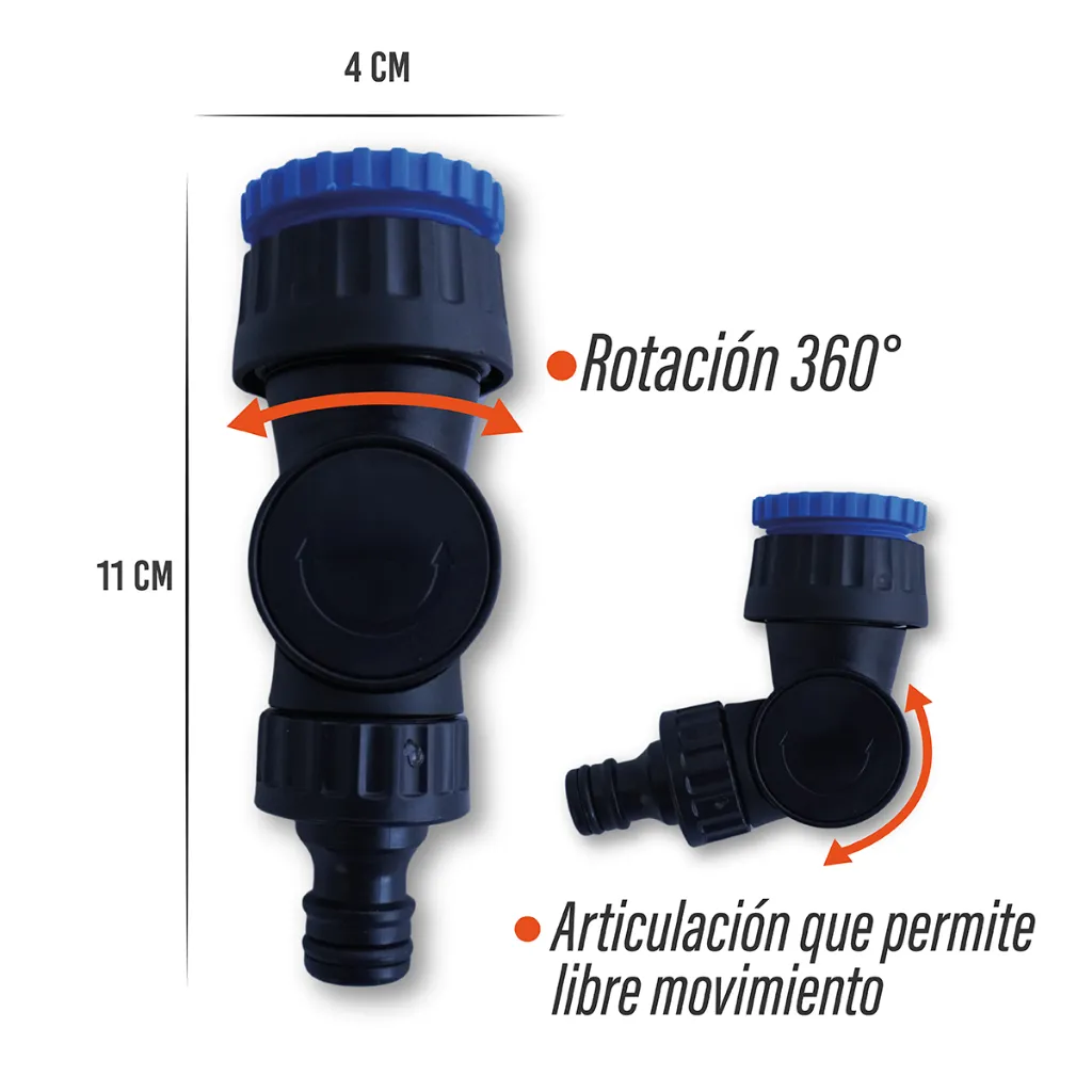 Adaptador articulado 3/4″ y 1″ con salida 1/2″
